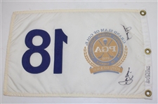 Arnold Palmer & Jack Nicklaus Signed Grand Slam of Golf Screen Flag JSA ALOA