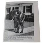 1959 Eisenhower In Green Jacket in Front of Mamies Cabin AP Wirephoto