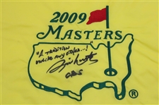 Jim Nantz Signed 2009 Masters Embroidered Flag w/'A Tradition Unlike Any Other.!' JSA ALOA