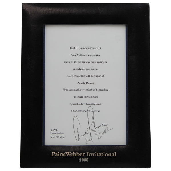 Arnold Palmer & Winnie Signed 60th Birthday Invitation - Framed JSA ALOA