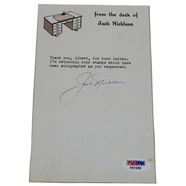 Jack Nicklaus Signed Letter PSA/DNA