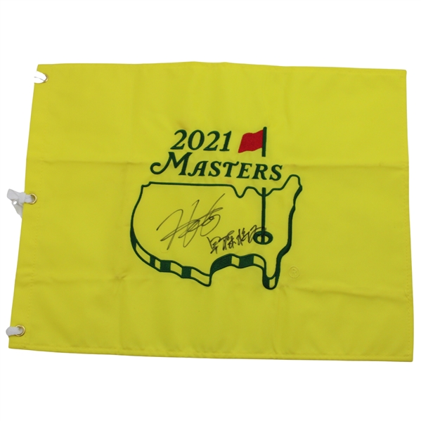 Hideki Matsuyama & Caddy Signed 2021 Masters Embroidered Flag JSA ALOA
