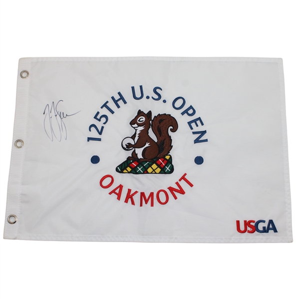 Champion JJ Spaun Signed 2025 US Open at Oakmont Embroidered Flag JSA ALOA