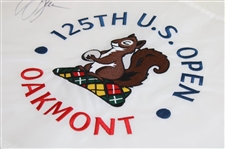 Champion JJ Spaun Signed 2025 US Open at Oakmont Embroidered Flag JSA ALOA