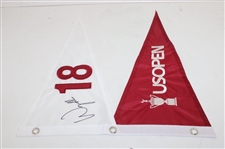 Wyndham Clark Signed 2023 US Open at LACC Double Pennant Flag JSA ALOA