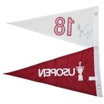 Wyndham Clark Signed 2023 US Open at LACC Double Pennant Flag JSA ALOA