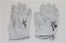 Zach Johnson & Larry Mize Signed Golf Gloves JSA ALOA