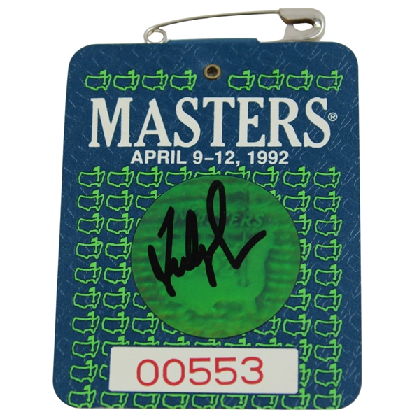 Fred Couples Signed 1992 Masters Tournament SERIES Badge #00553 JSA ALOA