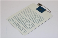 Fred Couples Signed 1992 Masters Tournament SERIES Badge #00553 JSA ALOA