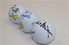 Scott, Langer & O'Meara Signed Masters Logo Golf Balls JSA ALOA
