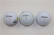 Scott, Langer & O'Meara Signed Masters Logo Golf Balls JSA ALOA