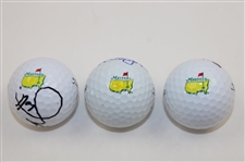 Scott, Langer & O'Meara Signed Masters Logo Golf Balls JSA ALOA