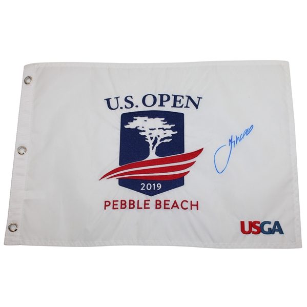 Gary Woodland Signed 2019 US Open at Pebble Beach Embroidered Flag JSA ALOA