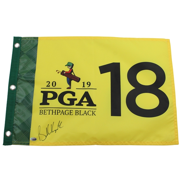 Brooks Koepka Signed 2019 PGA Championship at Bethpage Black Screen Flag JSA ALOA