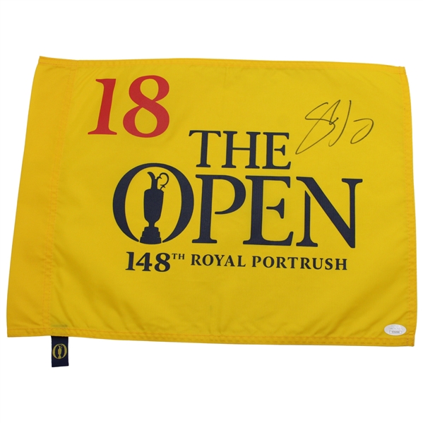 Shane Lowry Signed 2019 The Open at Royal Portrush Screen Flag JSA #EE96986