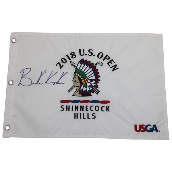 Brooks Koepka Signed 2018 US Open at Shinnecock Hills Embroidered Flag JSA ALOA