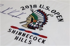 Brooks Koepka Signed 2018 US Open at Shinnecock Hills Embroidered Flag JSA ALOA