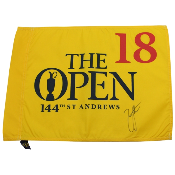 Zach Johnson Signed 2015 The Open at St. Andrews Screen Flag JSA ALOA
