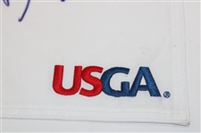 Dustin Johnson Signed 2016 US Open at Oakmont Embroidered Flag JSA ALOA