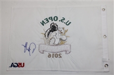 Dustin Johnson Signed 2016 US Open at Oakmont Embroidered Flag JSA ALOA