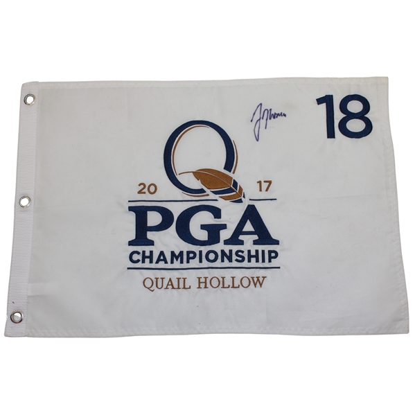 Justin Thomas Signed 2017 PGA Championship at Quail Hallow Embroidered Flag JSA ALOA