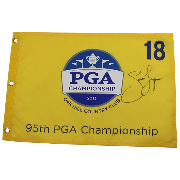 Jason Dufner Signed 2013 PGA Championship at Oak Hill CC Screen Flag JSA ALOA