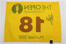 Phil Mickelson Signed 2013 The Open Championship at Muirfield Flag JSA ALOA