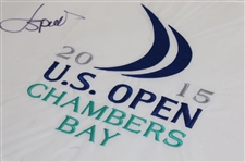 Jordan Spieth Signed 2015 US Open at Chambers Bay Embroidered Flag JSA ALOA
