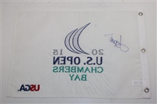 Jordan Spieth Signed 2015 US Open at Chambers Bay Embroidered Flag JSA ALOA