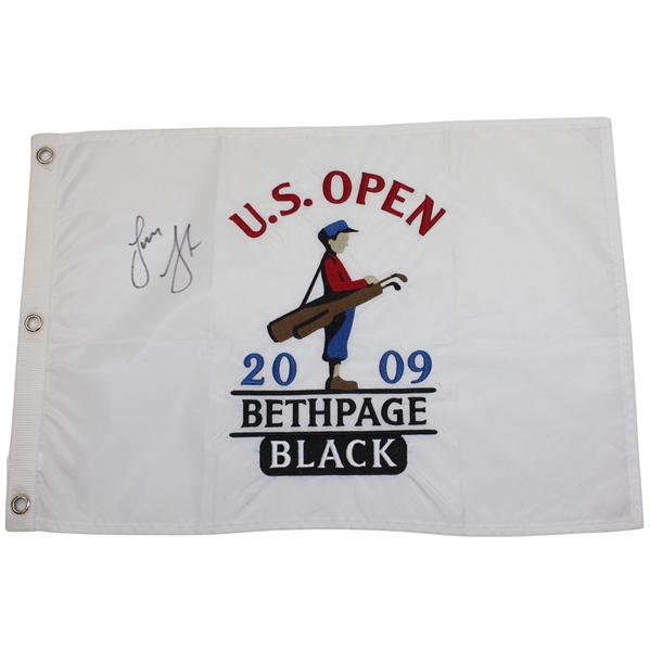 Lucas Glover Signed 2009 US Open at Bethpage Black Embroidered Flag JSA ALOA
