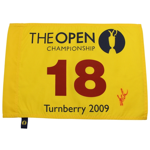 Stewart Cink Signed 2009 The Open at Turnberry Screen Flag JSA ALOA
