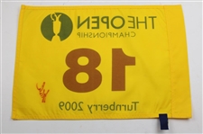 Stewart Cink Signed 2009 The Open at Turnberry Screen Flag JSA ALOA