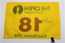 Padraig Harrington Signed 2008 The Open at Royal Birkdale Flag JSA ALOA