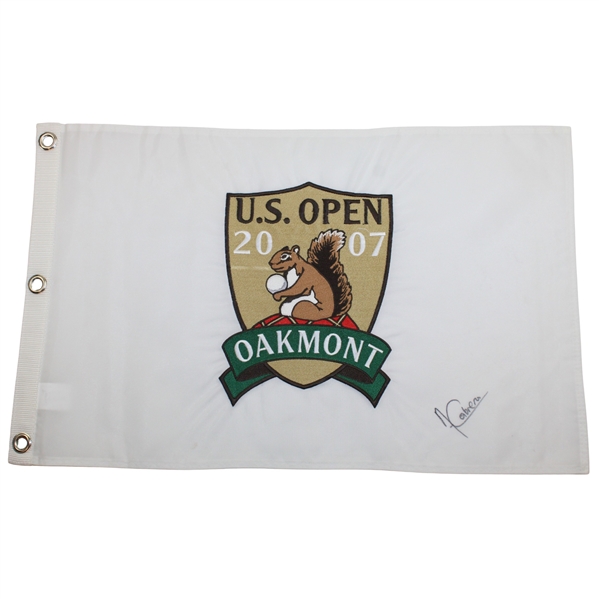 Angel Cabrera Signed 2007 US Open at Oakmont Embroidered Flag JSA ALOA