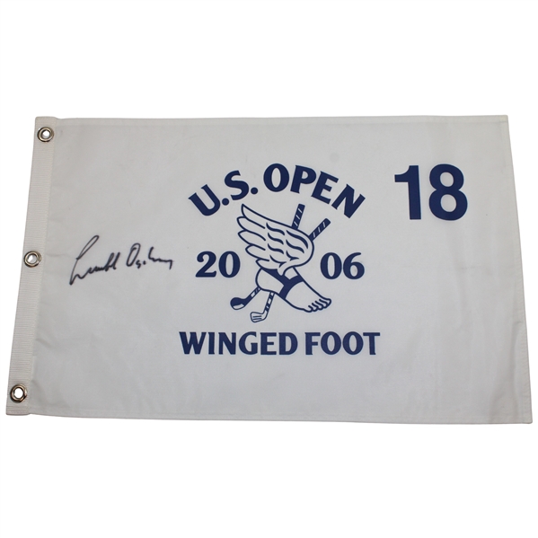 Geoff Ogilvy Signed 2006 US Open at Winged Foot White Screen Flag JSA ALOA