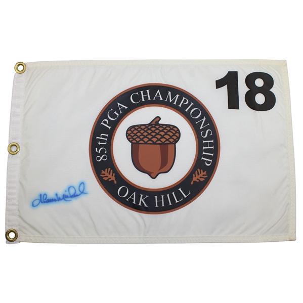 Shaun Micheel Signed 2005 PGA Championship at Oak Hill White Screen Flag JSA ALOA