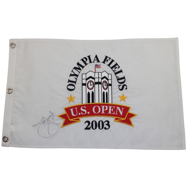 Jim Furyk Signed 2003 US Open at Olympia Fields Embroidered Flag JSA ALOA