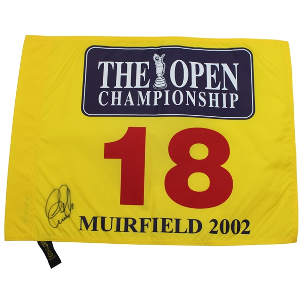 Ernie Els Signed 2002 The OPEN at Muirfield Yellow Screen Flag JSA ALOA