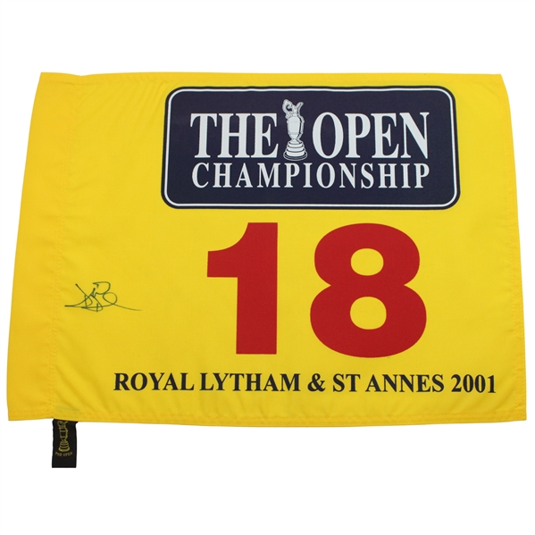 David Duval Signed 2001 The OPEN at Royal Lytham & St. Annes Flag JSA ALOA