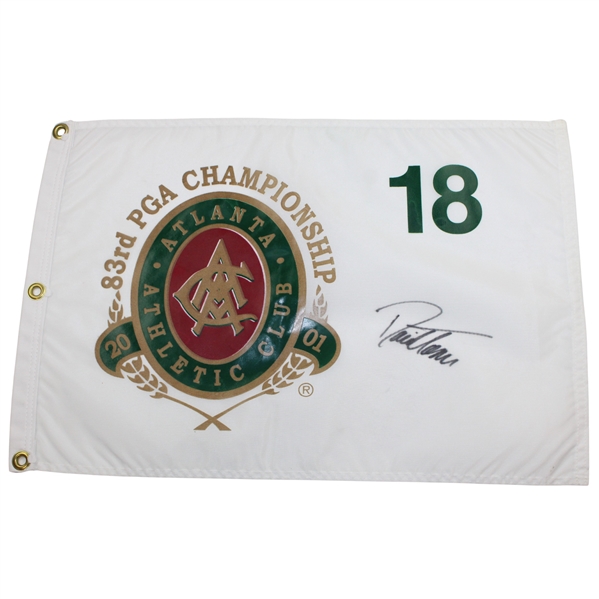David Toms Signed 2001 PGA Championship at Atlanta Athletic Club Screen Flag JSA ALOA
