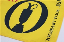 Brian Harman Signed 2023 The Open Championship at Royal Liverpool Yellow Screen Flag JSA ALOA