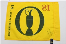 Brian Harman Signed 2023 The Open Championship at Royal Liverpool Yellow Screen Flag JSA ALOA