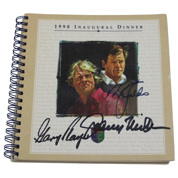 Gary Player, Johnny Miller & Nick Faldo Signed 1998 WGHoF Inaugural Dinner Booklet JSA ALOA