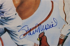 MLB HoFer Stan Musial Signed Oversize HoF/Hits/MVP Robert Simons 1985 Print JSA ALOA