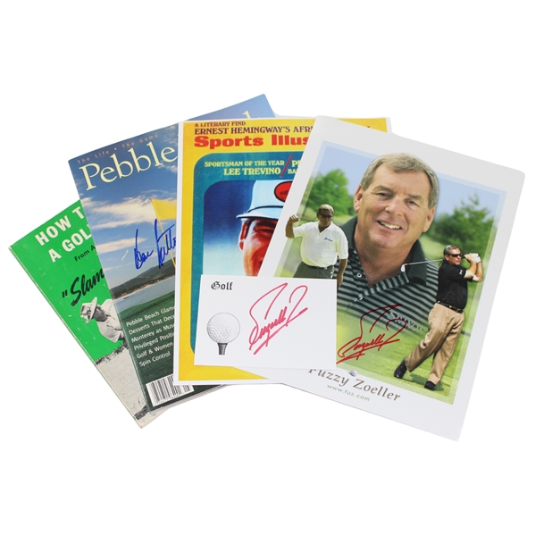 Fuzzy Zoeller Signed Card & Photo w/Trevino & Sutton Signed Items w/Book JSA ALOA