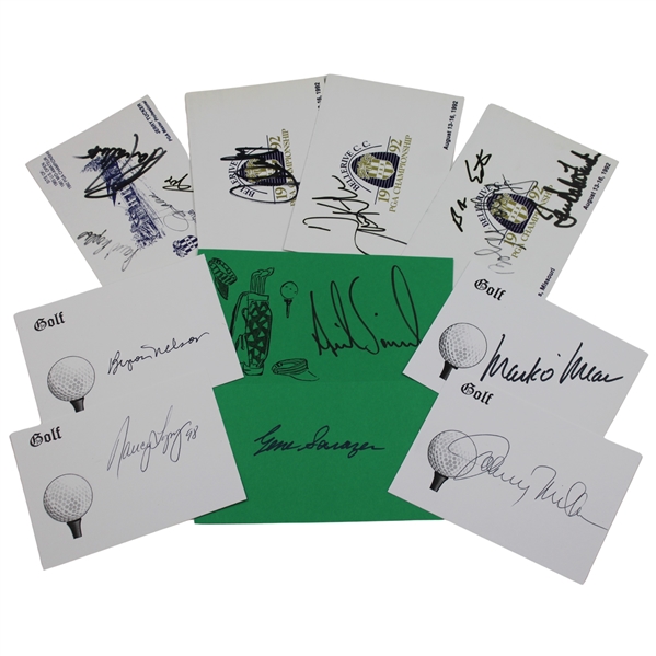 Ten (10) Signed Cuts & Scorecards inc. Sarazen, Nelson, Annika & more JSA ALOA