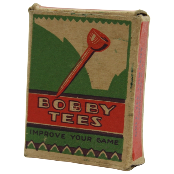 c.1932 Box of Bobby Tees Improve Your Game Tee Box with 12 Tees