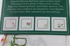 Augusta National Golf Club Four (4) Linen & Cotton Embroidered Cocktail Napkins Set - Unopened