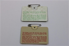 1974 & 1978 Masters Tournament SERIES Badges #23733 & #26689 - Gary Player Winner