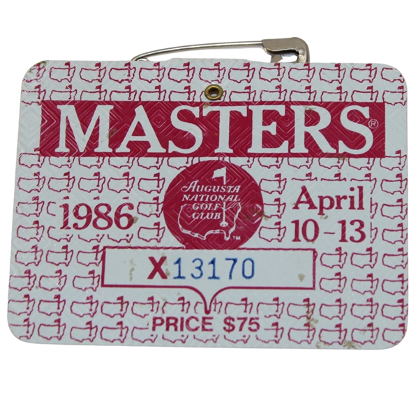 1986 Masters Tournament SERIES Badge #X13170 - Jack Nicklaus Winner